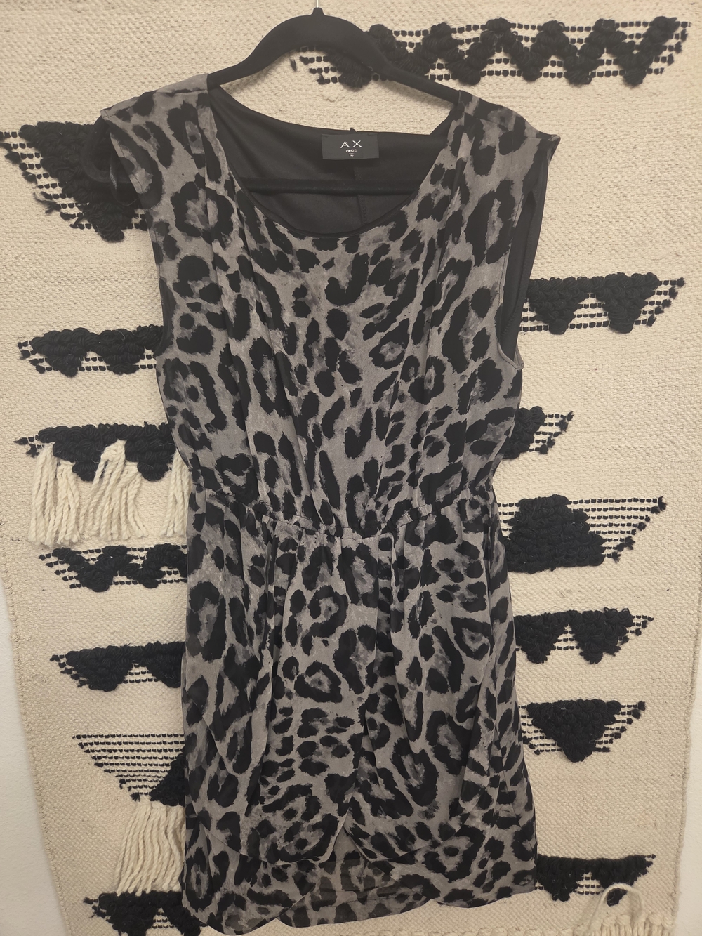 AX Paris Gray and Black Leopard Print Sleeveless Mini Dress